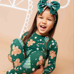 Baby Kids Bamboo Pajamas — Bake it Happen Biggie Bow — Image 1