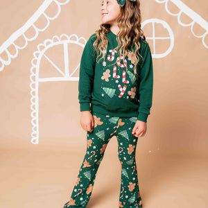 Baby Kids Bamboo Pajamas — Bake it Happen Crew Neck Sweatshirt & Bell Bottoms Set — Image 1