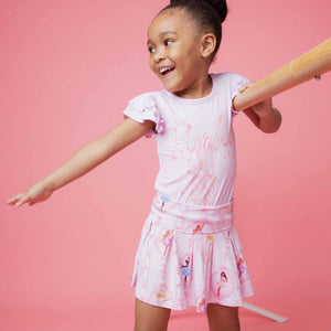 Baby Kids Bamboo Pajamas — Barbie™ Ballet Cap Sleeve Top — Image 1