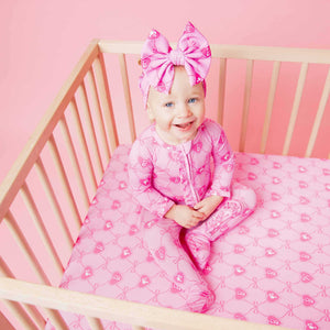 Baby Kids Bamboo Pajamas — Barbie™ Bowtique Crib Sheet — Image 1