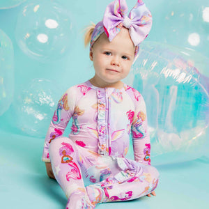 Baby Kids Bamboo Pajamas — Barbie™ Fantasy Convertible Ruffle Romper — Image 1