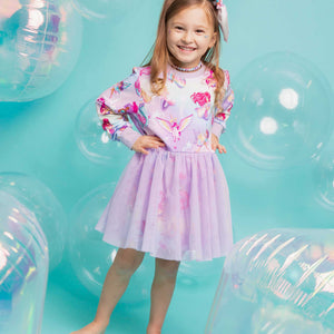 Baby Kids Bamboo Pajamas — Barbie™ Fantasy Long Sleeve Sweatshirt Tulle Dress — Image 1