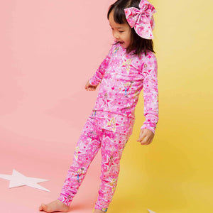 Baby Kids Bamboo Pajamas — Barbie™ Star Power Long Sleeve Pajama Set — Image 1