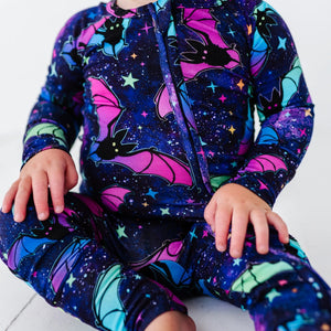 Baby Kids Bamboo Pajamas — Bat Attitude Convertible Romper — Image 1