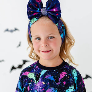 Baby Kids Bamboo Pajamas — Bat Attitude Biggie Bow — Image 1