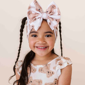 Baby Kids Bamboo Pajamas — Bear Hugs Biggie Bow — Image 1