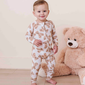Baby Kids Bamboo Pajamas — Bear Hugs Convertible Romper — Image 1
