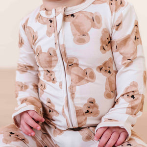 Baby Kids Bamboo Pajamas — Bear Hugs Footie — Image 1