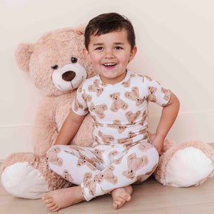 Baby Kids Bamboo Pajamas — Bear Hugs Short Sleeve Pajama Set — Image 1