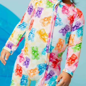 Baby Kids Bamboo Pajamas — Beary Gummy Convertible Romper — Image 1