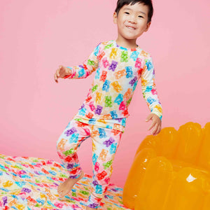 Baby Kids Bamboo Pajamas — Beary Gummy Long Sleeve Pajama Set — Image 1