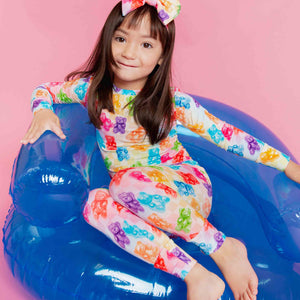 Baby Kids Bamboo Pajamas — Beary Gummy Long Sleeve Pajama Set — Image 1