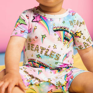 Baby Kids Bamboo Pajamas — Beatles™ Shortie Romper — Image 1