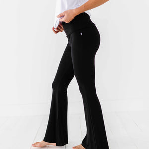 Baby Kids Bamboo Pajamas — Black Women's Flare Pants — Image 1