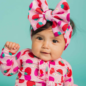Baby Kids Bamboo Pajamas — Berry In Love Biggie Bow — Image 1