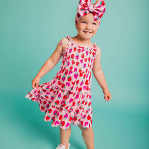 Baby Kids Bamboo Pajamas — Berry in Love Sleeveless Dress & Shorts Set — Image 1