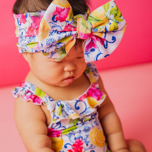 Baby Kids Bamboo Pajamas — Carpe Lemon Biggie Bow — Image 1