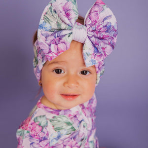 Baby Kids Bamboo Pajamas — You Had Me At Hydrangea Biggie Bow — Image 1