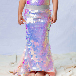 Baby Kids Bamboo Pajamas — Pink Sparkle Sequin Mermaid Skirt — Image 1