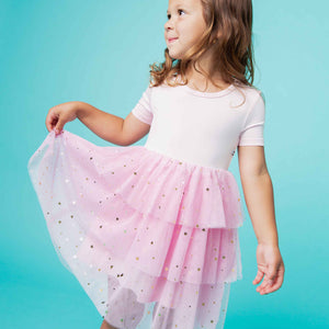 Baby Kids Bamboo Pajamas — Pink Twinkle Tulle Dress — Image 1