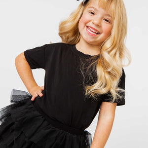 Baby Kids Bamboo Pajamas — Black T-Shirt — Image 1