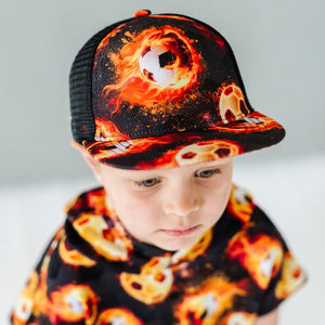 Baby Kids Bamboo Pajamas — Blazing Goals Hat — Image 1