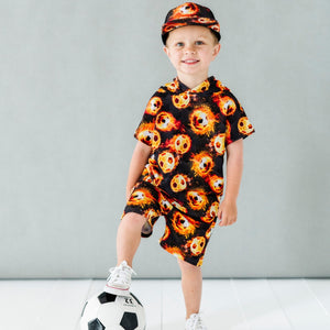 Baby Kids Bamboo Pajamas — Blazing Goals Hooded T-shirt & Shorts Set — Image 1