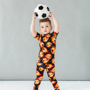 Baby Kids Bamboo Pajamas — Blazing Goals Two-Piece Pajama Set — Image 1