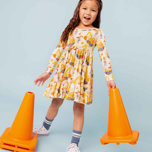 Baby Kids Bamboo Pajamas — Blippi™ Excavator Long Sleeve Dress & Shorts Set — Image 1