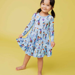 Baby Kids Bamboo Pajamas — Blippi™ & Meekah Adventures Long Sleeve Dress & Shorts Set — Image 1