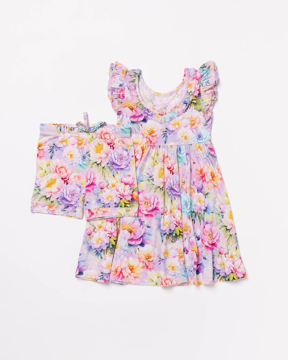 Bloom Service Cap Sleeve Dress & Shorts Set