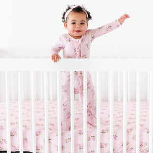 Baby Kids Bamboo Pajamas — Blooming Bouquet Crib Sheet — Image 1