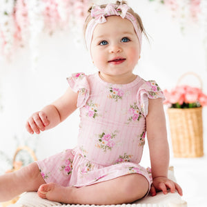 Baby Kids Bamboo Pajamas — Blooming Bouquet Ruffle Dress — Image 1