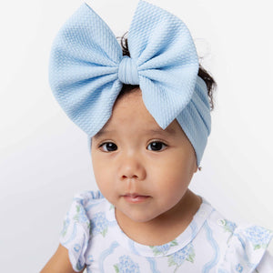 Baby Kids Bamboo Pajamas — Blue Me Away Biggie Bow — Image 1