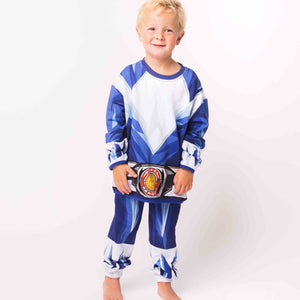 Baby Kids Bamboo Pajamas — Power Rangers Blue Ranger Jogger Set — Image 1
