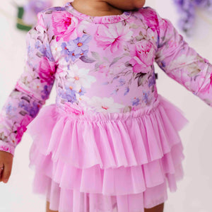 Baby Kids Bamboo Pajamas — Blush in Bloom Tulle Tutu Dress — Image 1