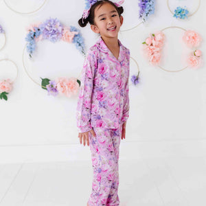 Baby Kids Bamboo Pajamas — Blush in Bloom Two-Piece Lounge Set — Image 1