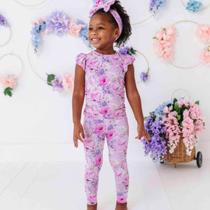 Baby Kids Bamboo Pajamas — Blush in Bloom Two-Piece Pajama Set — Image 1