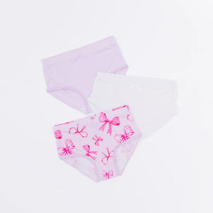 Baby Kids Bamboo Pajamas — Blushing Bows 3-Pack Girl's Brief Underwear — Image 1