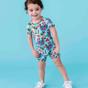 Baby Kids Bamboo Pajamas — Bone Chillin Shortie Romper — Image 1