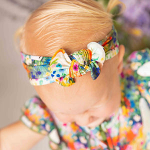 Baby Kids Bamboo Pajamas — Boo-tiful Blooms Headwrap — Image 1
