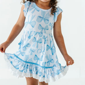 Baby Kids Bamboo Pajamas — Bow Sweet Bow Girls Party Dress — Image 1