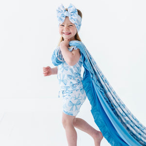 Baby Kids Bamboo Pajamas — Bow Sweet Bow Ruffle Bum Bum Blanket — Image 1