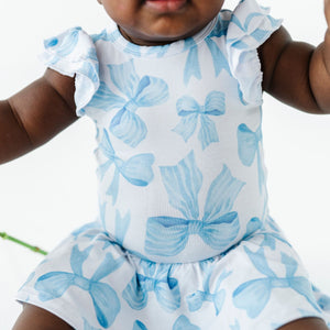 Baby Kids Bamboo Pajamas — Bow Sweet Bow Ruffle Dress - Cap Sleeves — Image 1