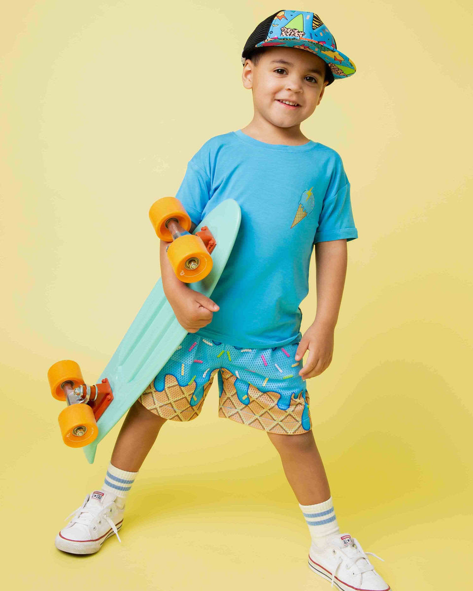Brain Freeze Short Sleeve T-Shirt & Mesh Shorts Set - Blue