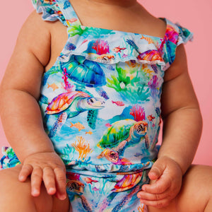 Baby Kids Bamboo Pajamas — The Turtle Package Bubble Romper — Image 1