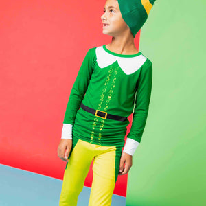 Baby Kids Bamboo Pajamas — Buddy The Elf™ Costume Two-Piece Fold Over Waistband Set — Image 1
