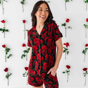 Baby Kids Bamboo Pajamas — Bums & Roses Women's Collar Shirt & Shorts Set — Image 1