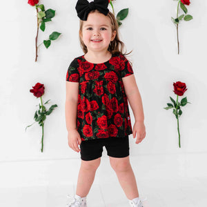 Baby Kids Bamboo Pajamas — Bums & Roses Top & Shorts Set — Image 1
