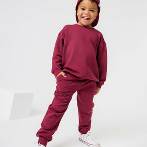 Baby Kids Bamboo Pajamas — Berry Dramatic Relaxed Fit Jogger Set — Image 1